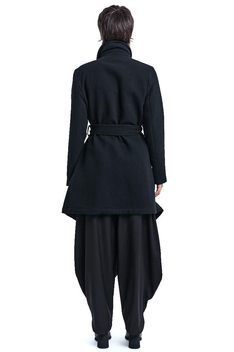WOOL BLEND ASYMMETRIC COAT