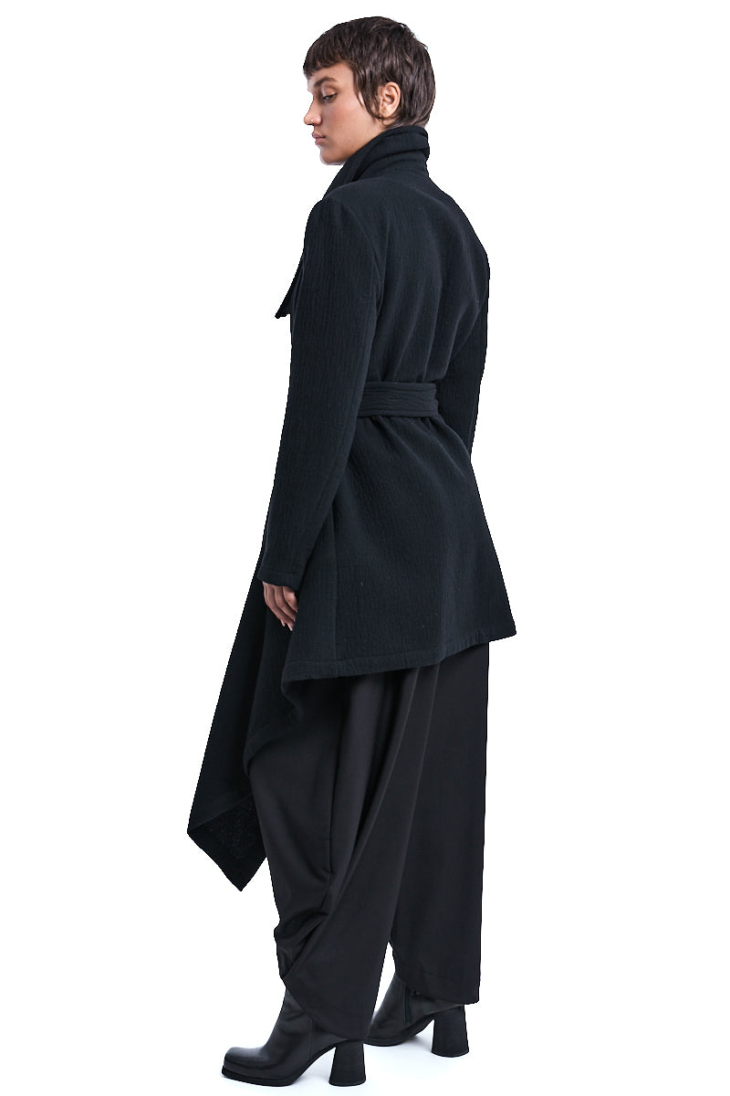 WOOL BLEND ASYMMETRIC COAT