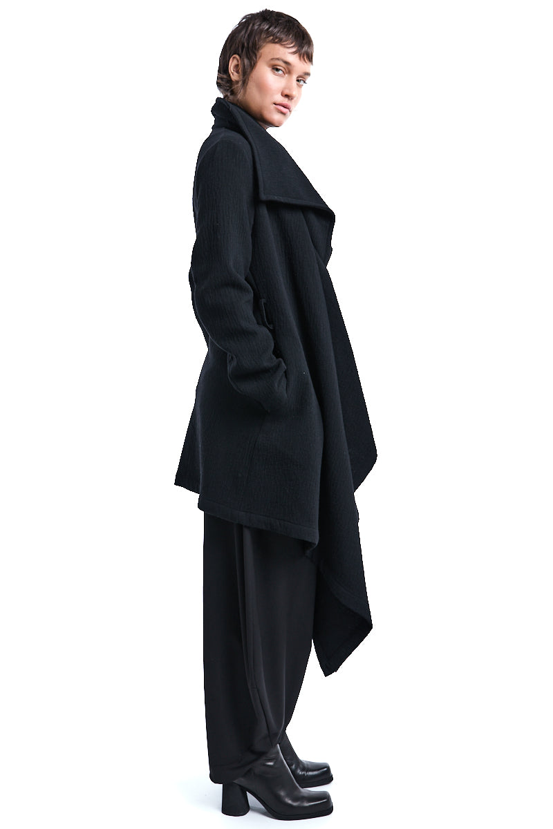 WOOL BLEND ASYMMETRIC COAT