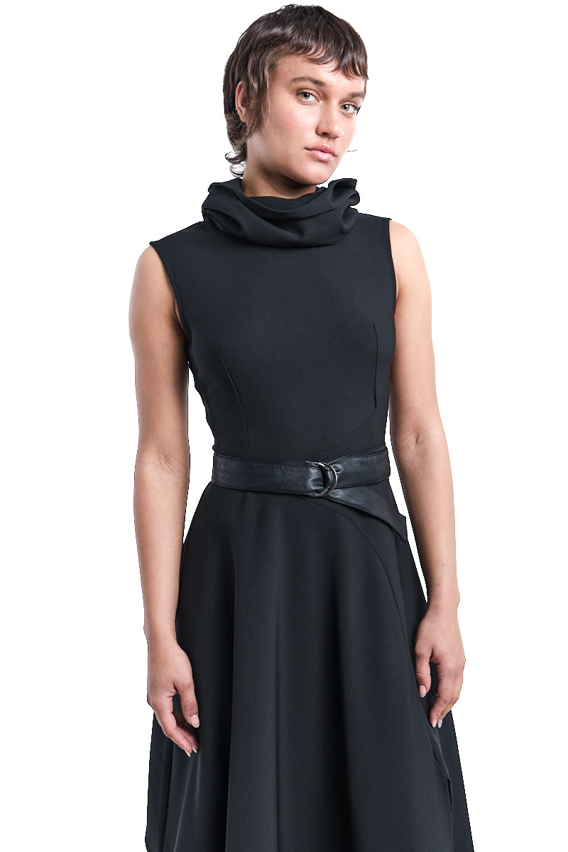 HIGH NECK ASYMMETRIC DRESS