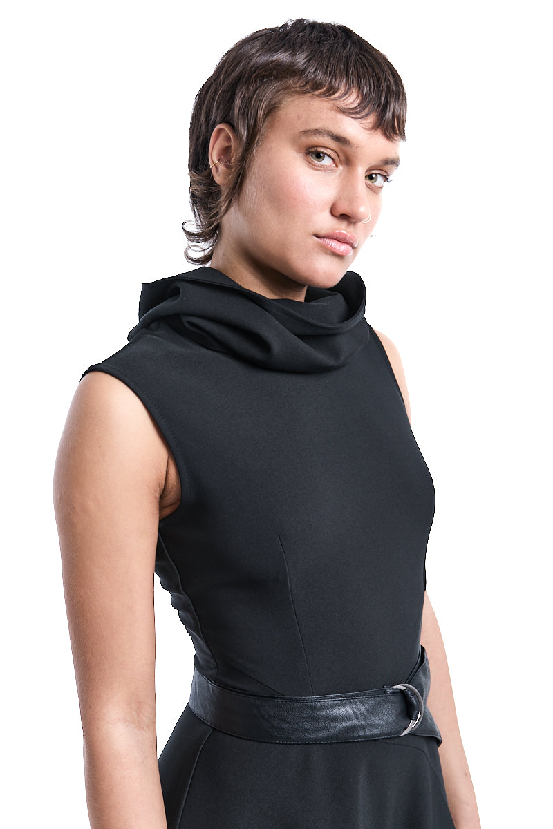 HIGH NECK ASYMMETRIC DRESS