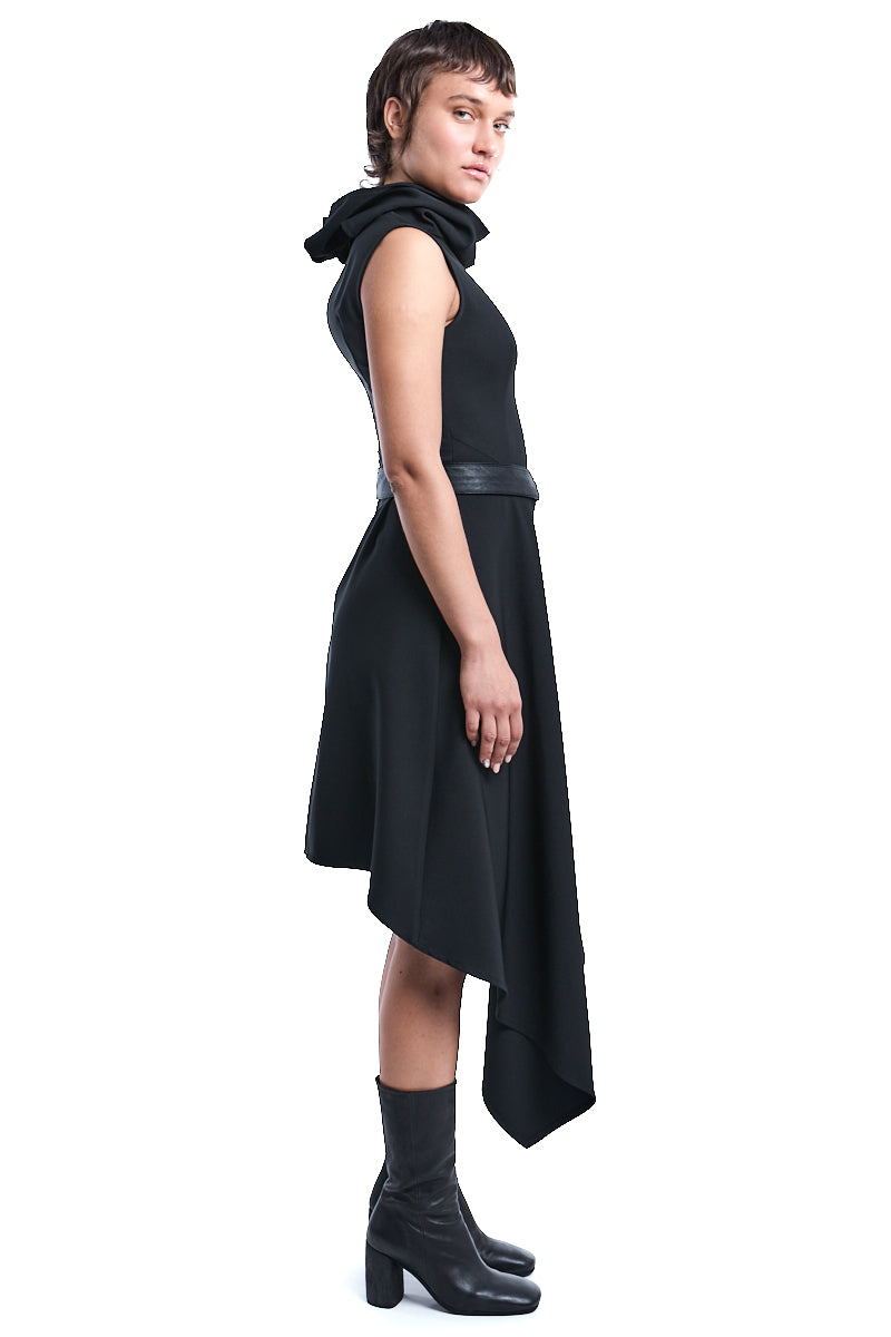 HIGH NECK ASYMMETRIC DRESS
