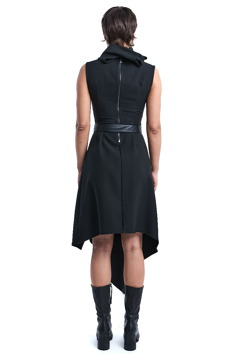 HIGH NECK ASYMMETRIC DRESS