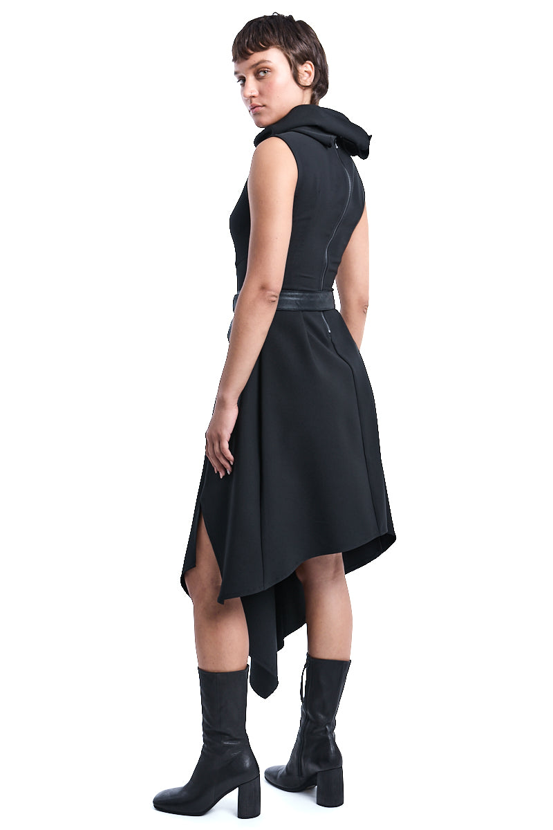 HIGH NECK ASYMMETRIC DRESS