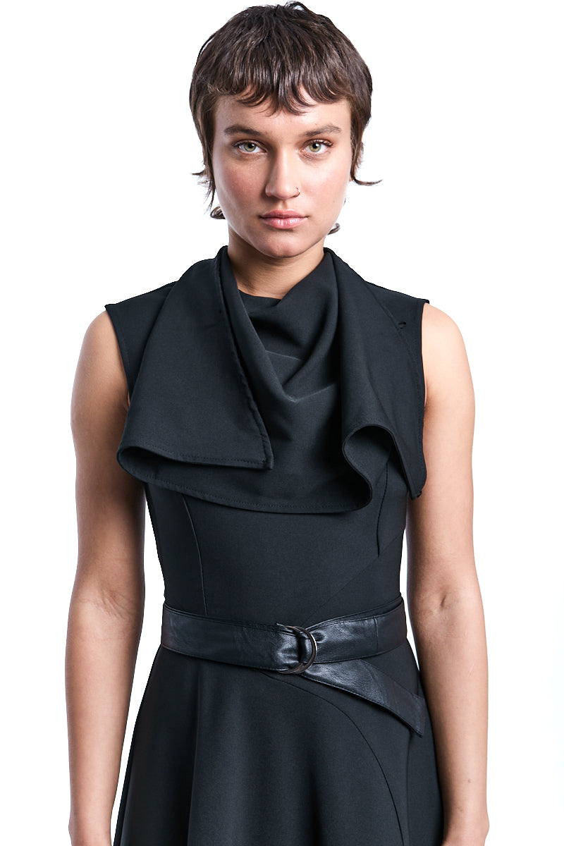 HIGH NECK ASYMMETRIC DRESS