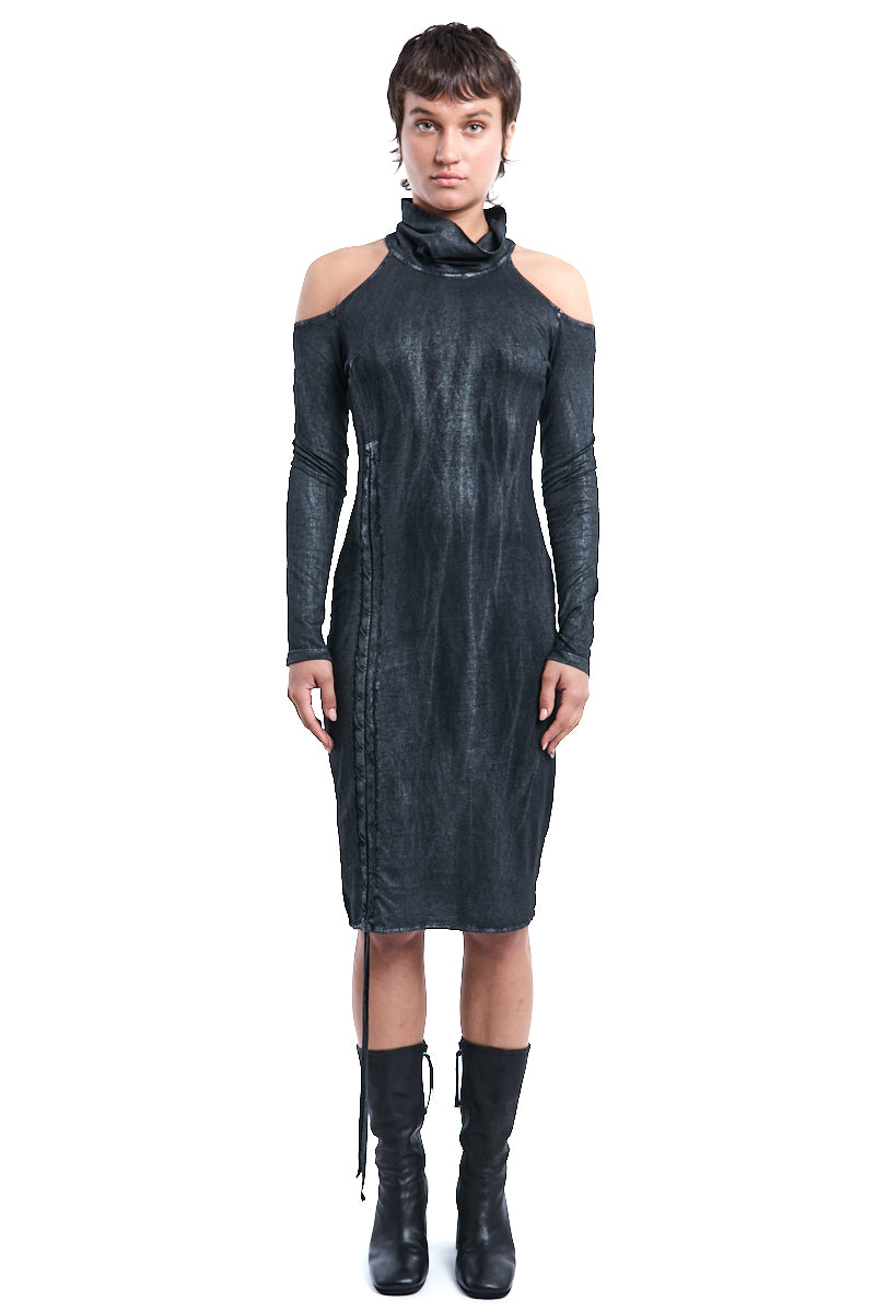 BLACK COATED DYED DRESS