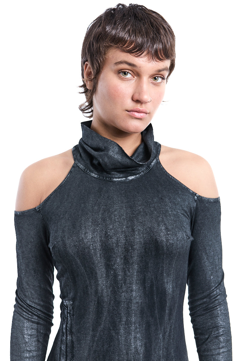 BLACK COATED DYED DRESS