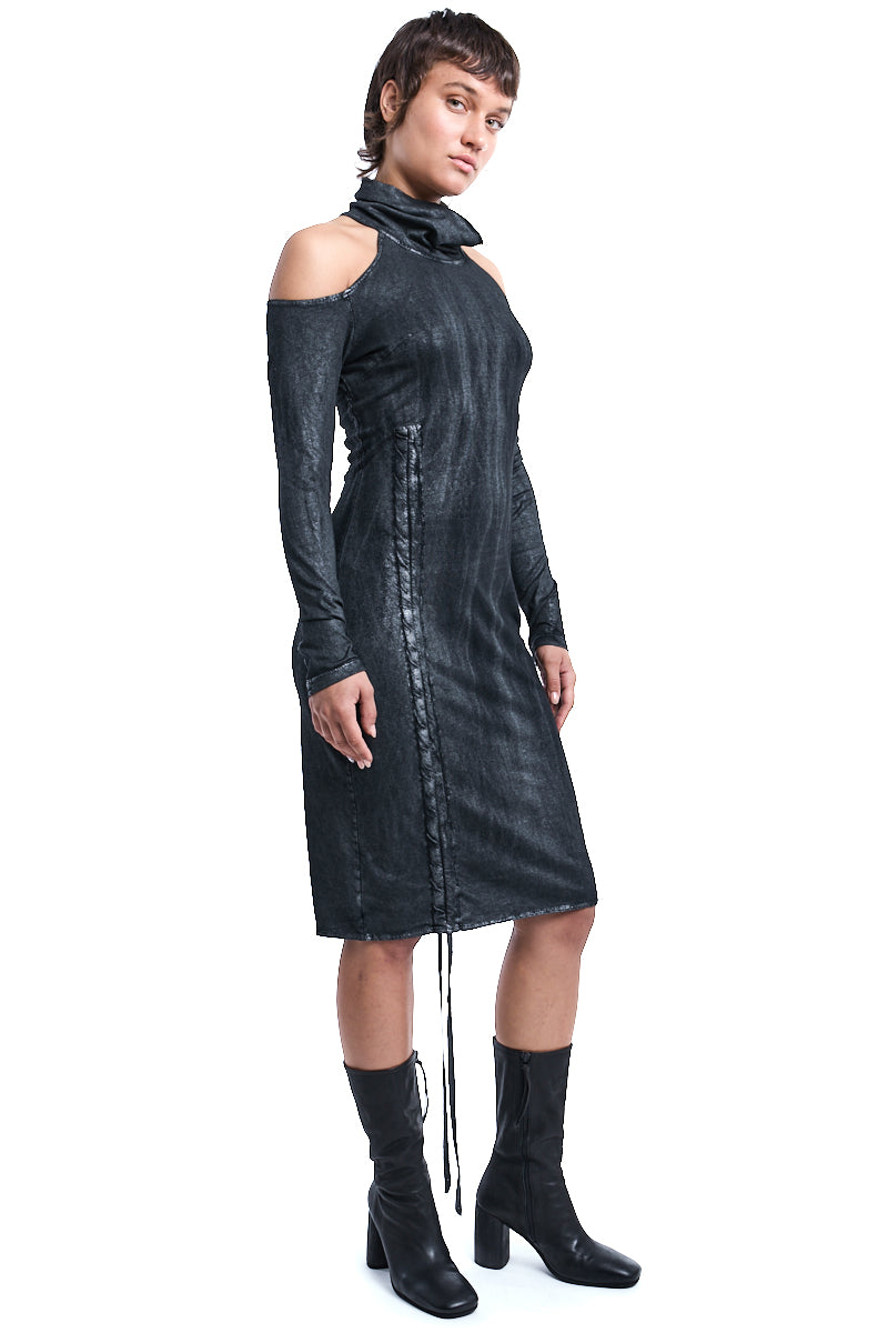 BLACK COATED DYED DRESS