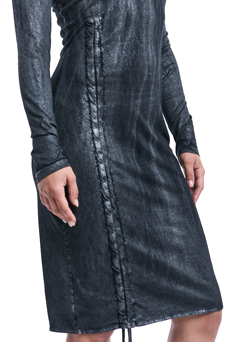 BLACK COATED DYED DRESS