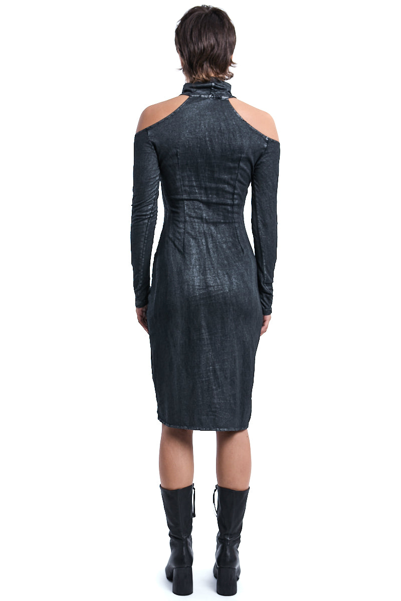 BLACK COATED DYED DRESS