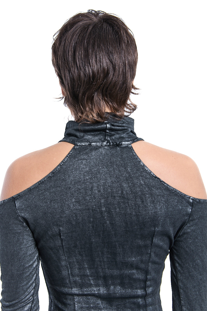 BLACK COATED DYED DRESS