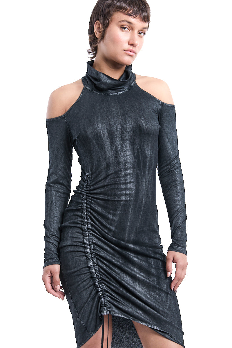 BLACK COATED DYED DRESS