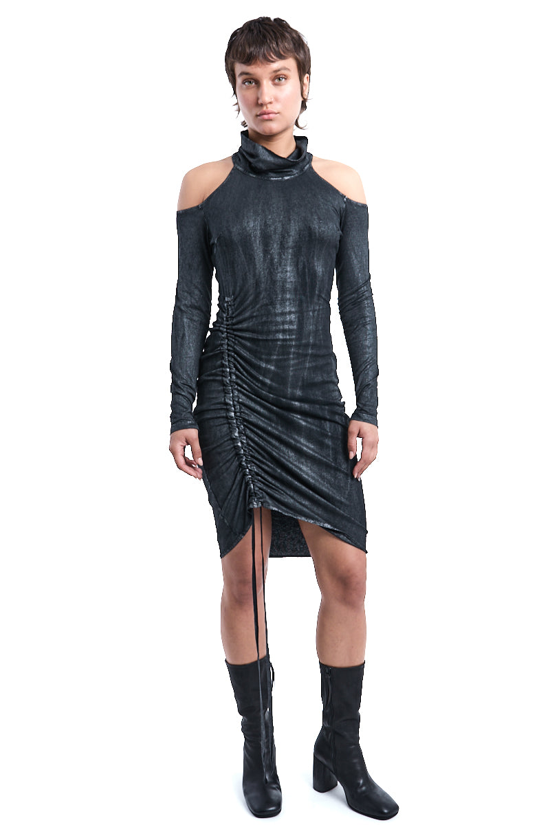 BLACK COATED DYED DRESS