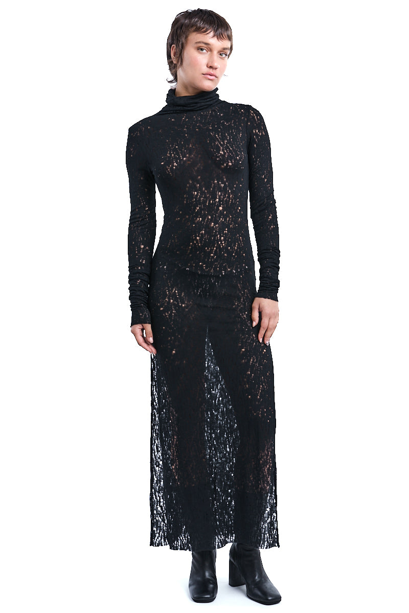 HIGH NECK WOOL VISCOSE DRESS