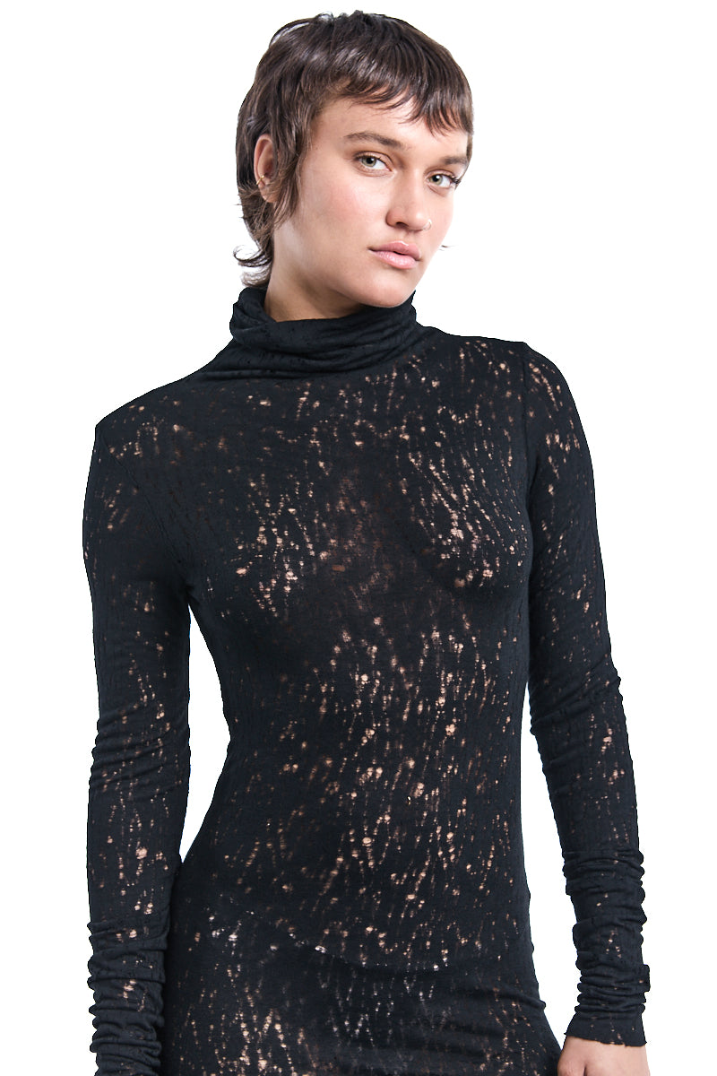 HIGH NECK WOOL VISCOSE DRESS