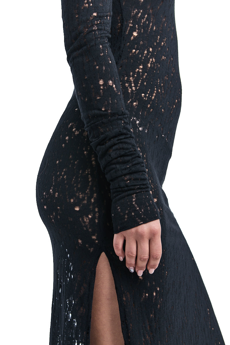 HIGH NECK WOOL VISCOSE DRESS