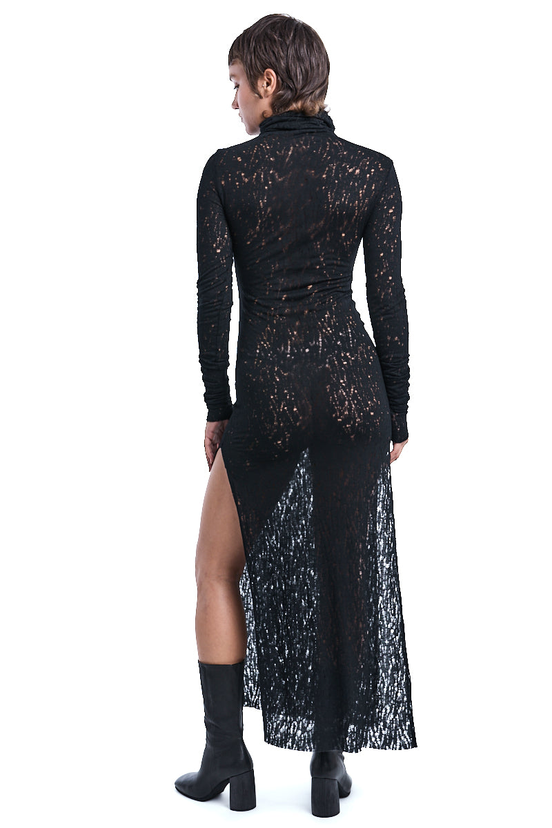 HIGH NECK WOOL VISCOSE DRESS