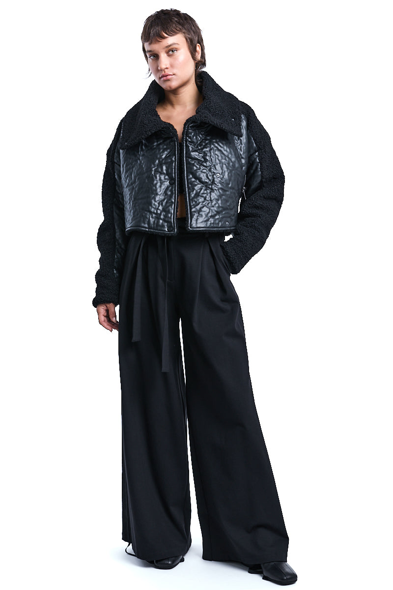 CROP OVER ECO LEATHER JACKET
