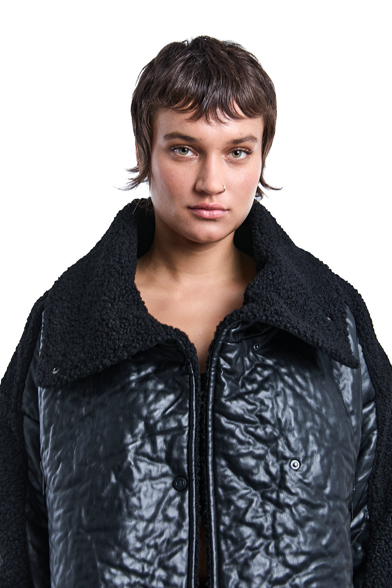 CROP OVER ECO LEATHER JACKET