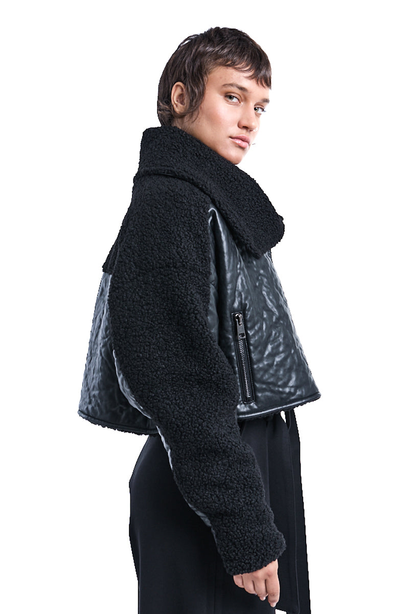 CROP OVER ECO LEATHER JACKET