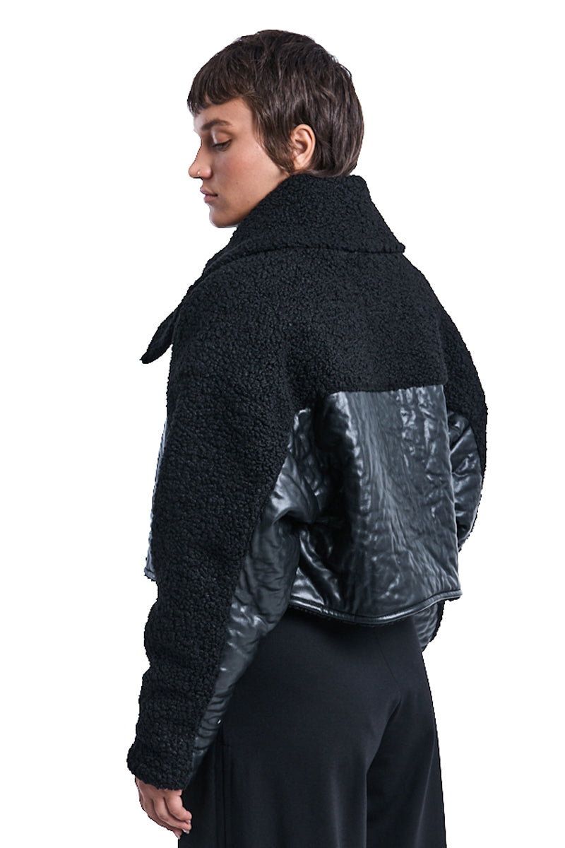 CROP OVER ECO LEATHER JACKET