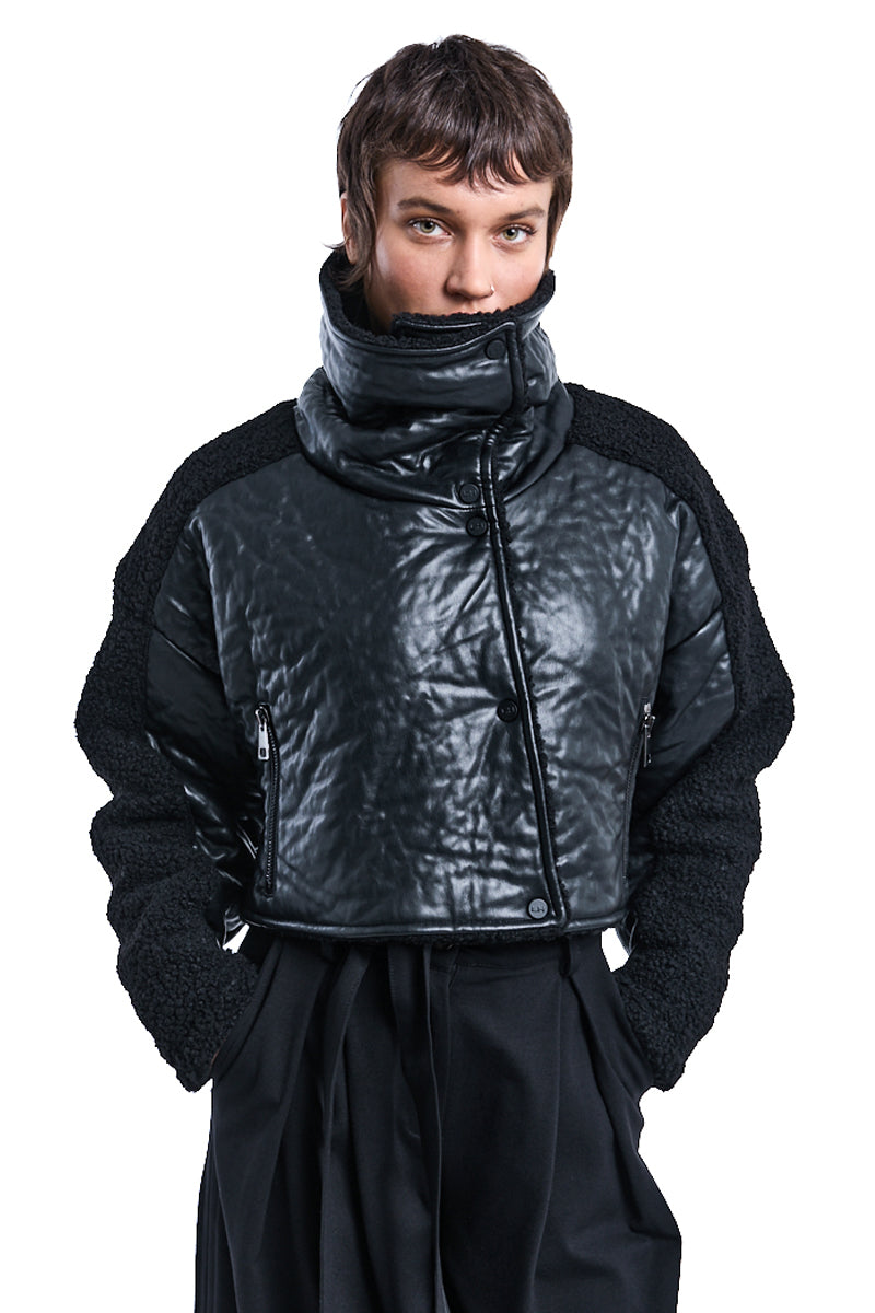 CROP OVER ECO LEATHER JACKET