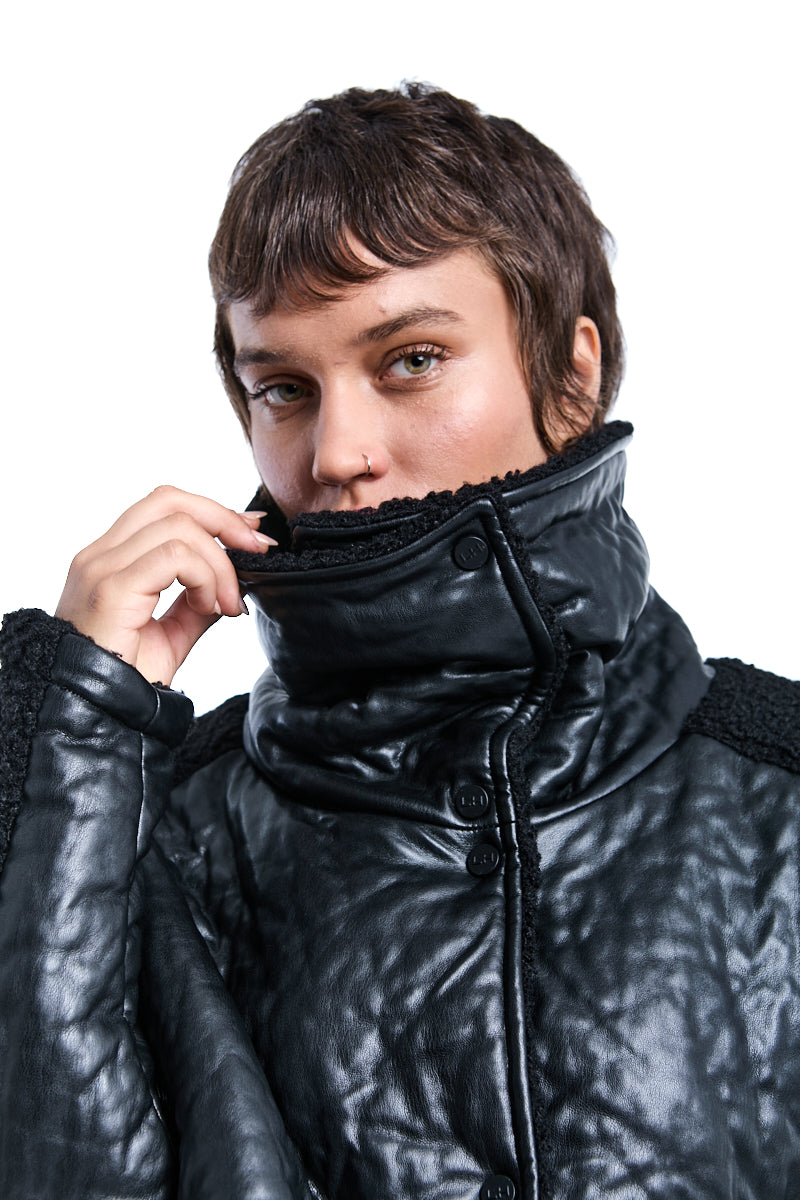 CROP OVER ECO LEATHER JACKET