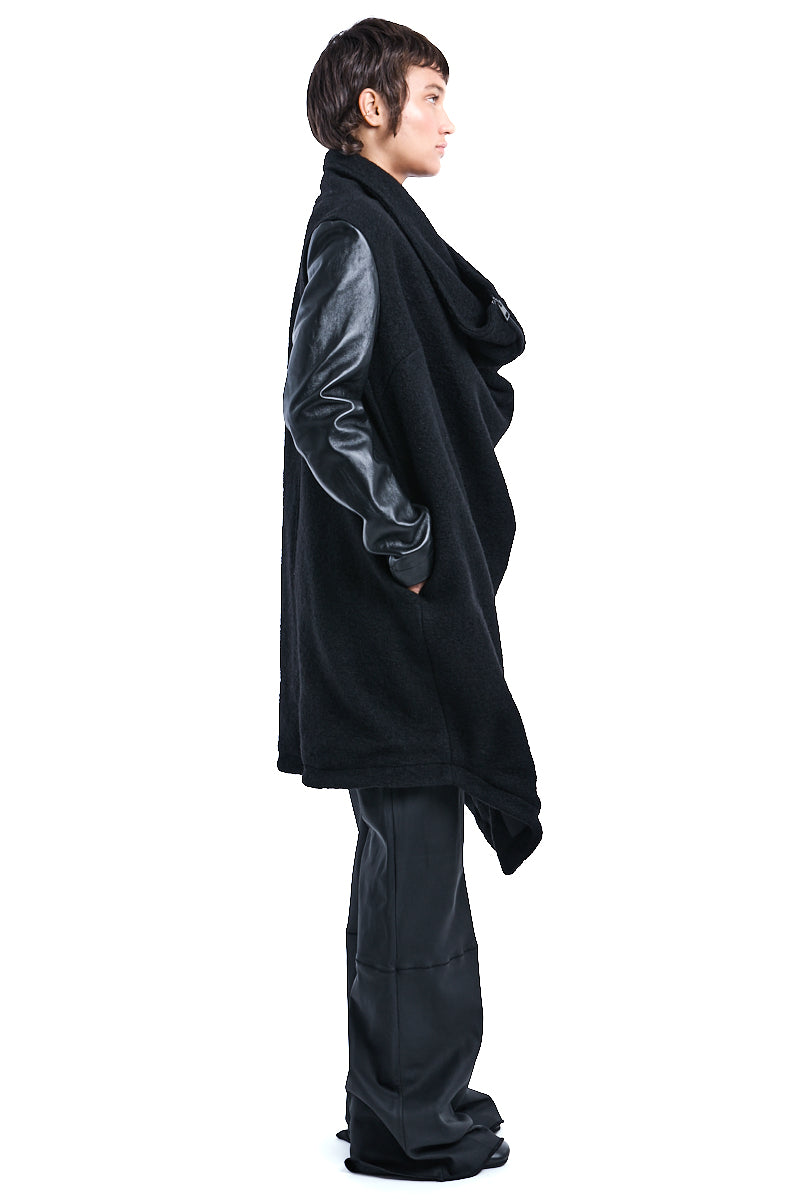 BOILED WOOL ASYMMETRIC OVER COAT