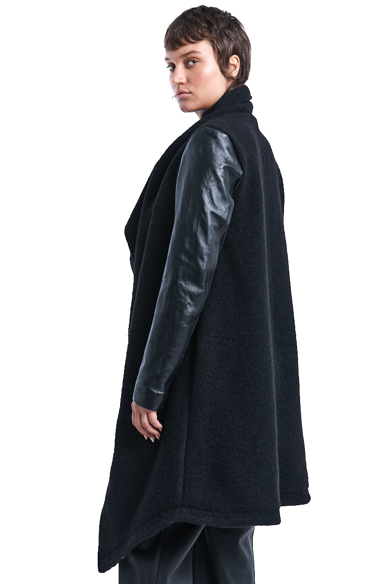 BOILED WOOL ASYMMETRIC OVER COAT