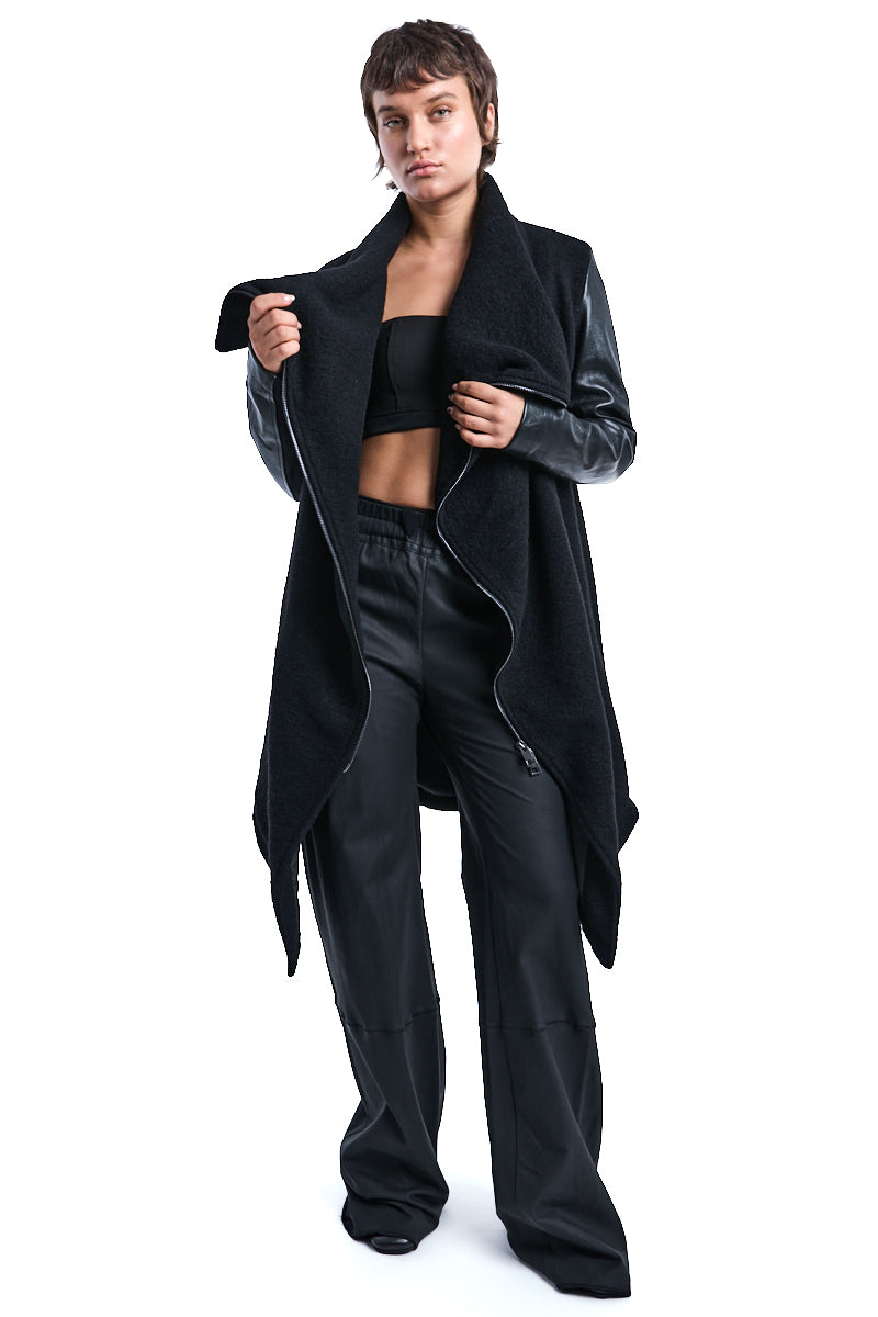 BOILED WOOL ASYMMETRIC OVER COAT