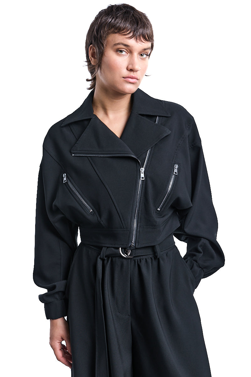 TECNO STRETCH CROP OVERSIZE BOMBER