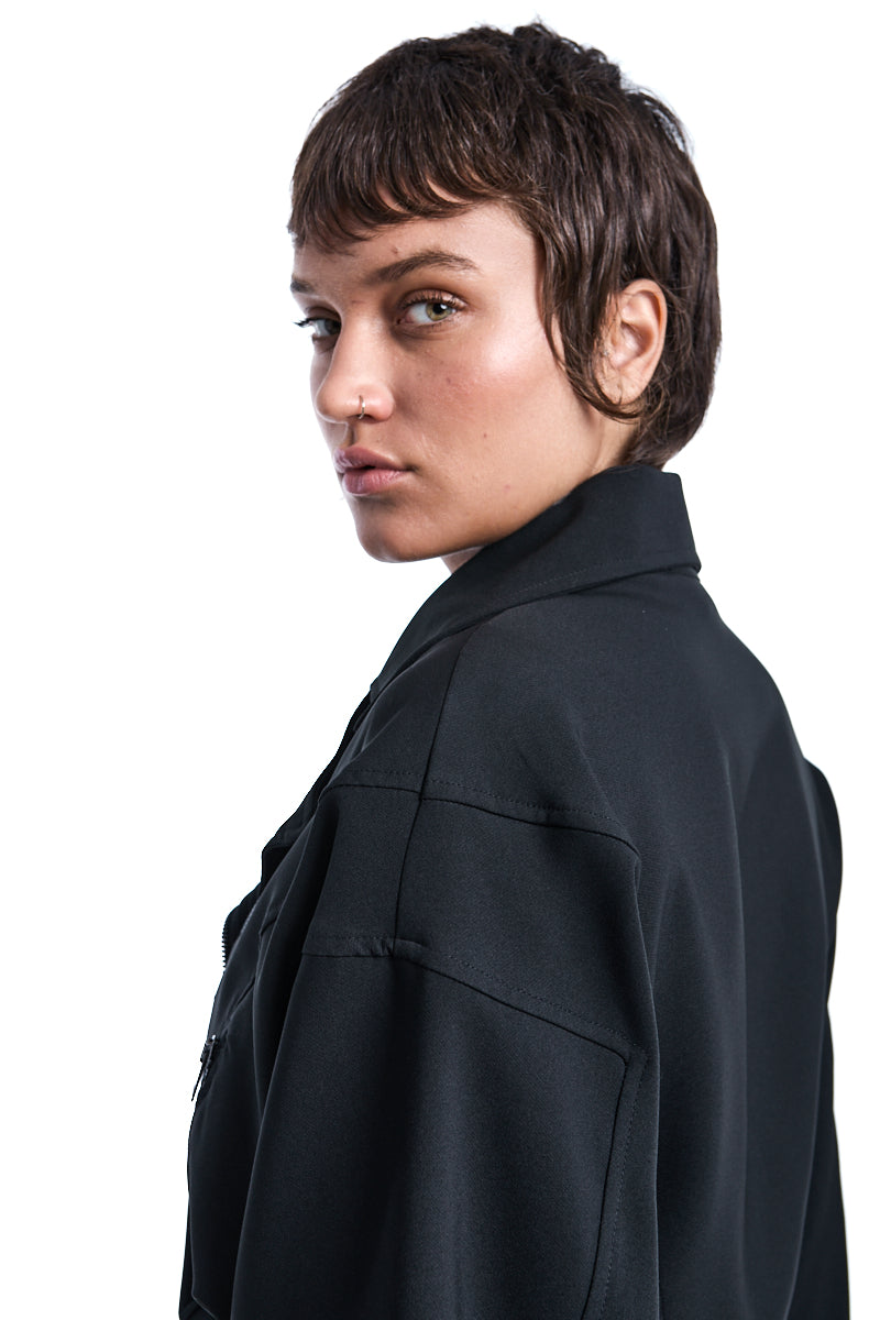 TECNO STRETCH CROP OVERSIZE BOMBER