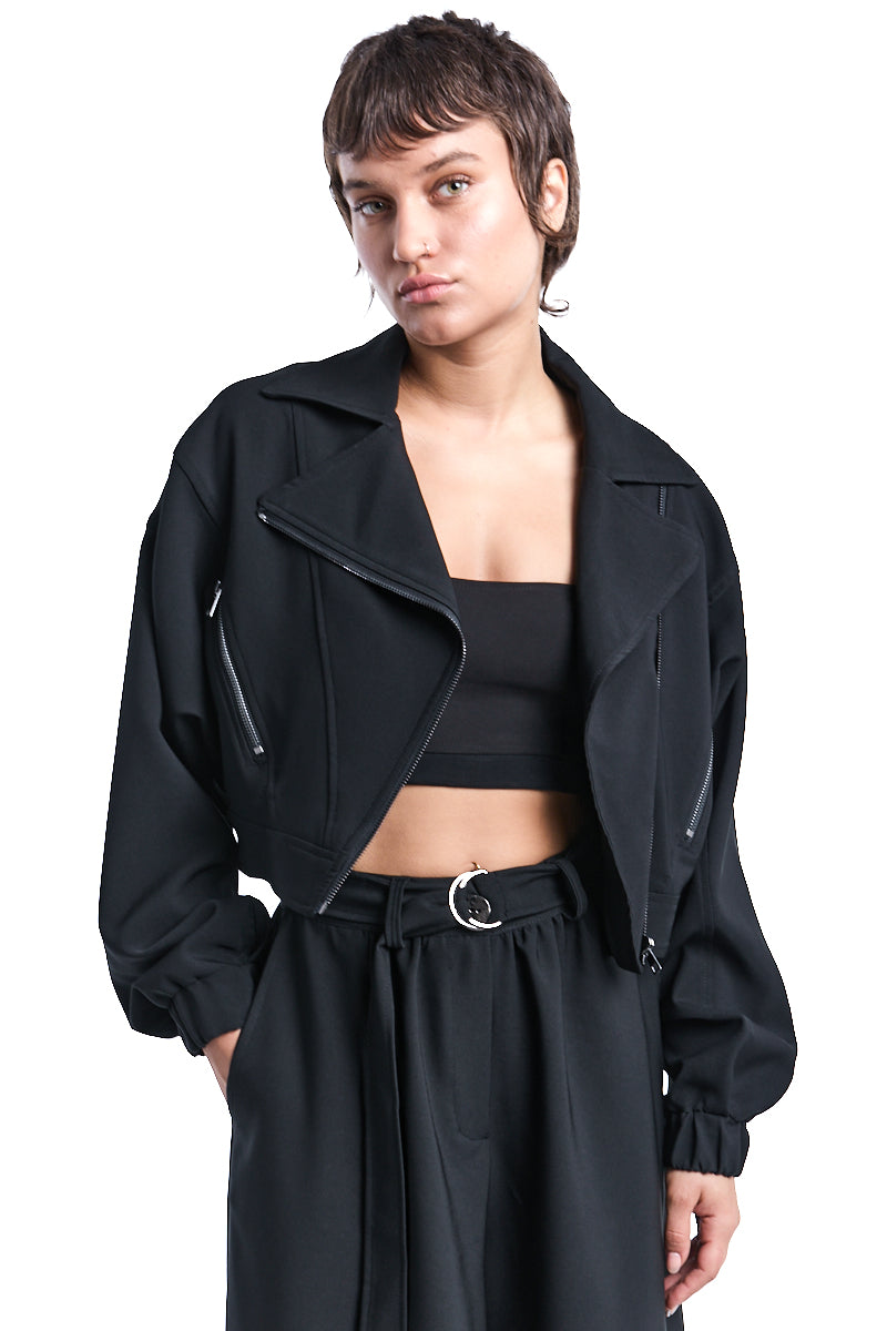 TECNO STRETCH CROP OVERSIZE BOMBER