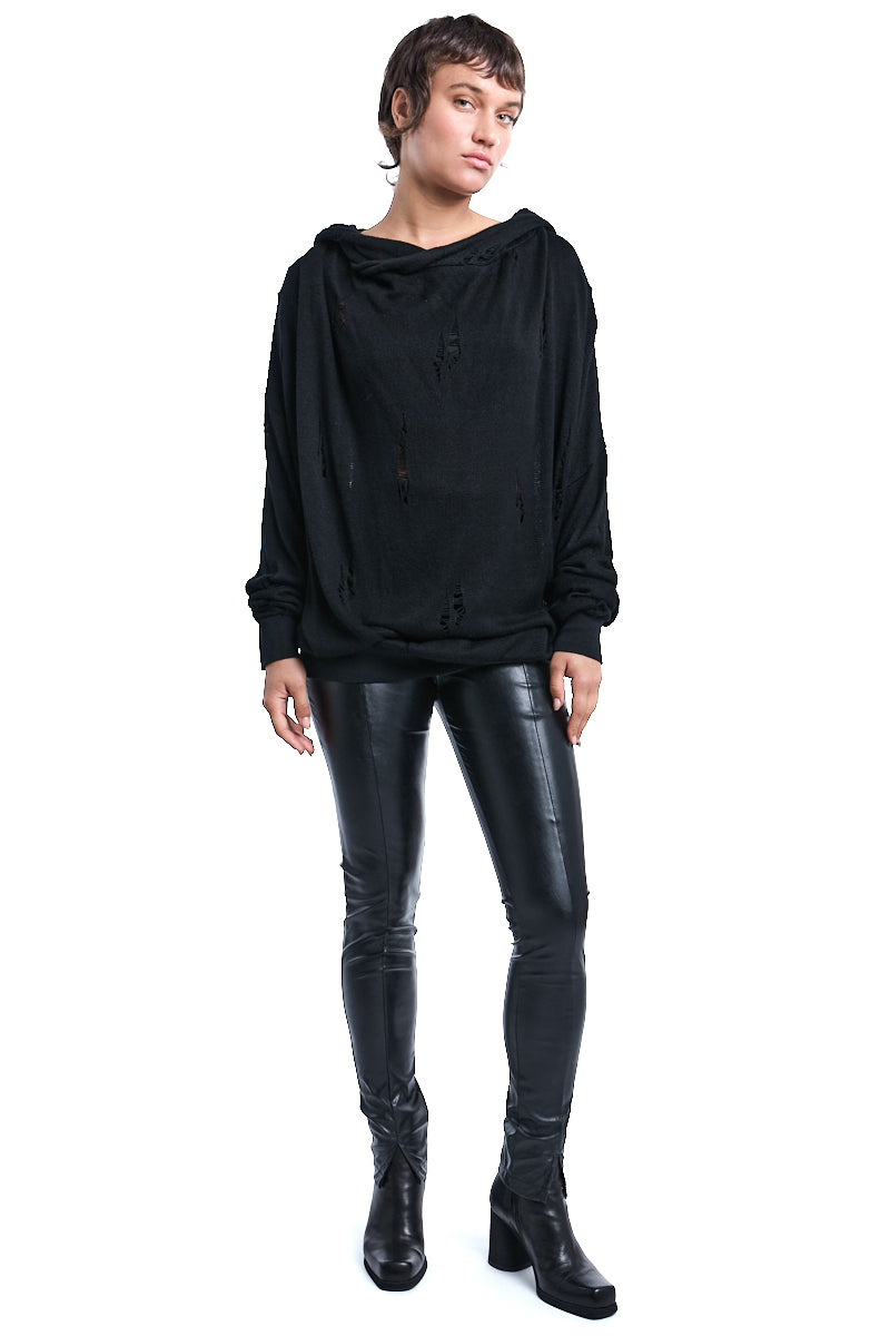 RIPPED HOODED SWEATER