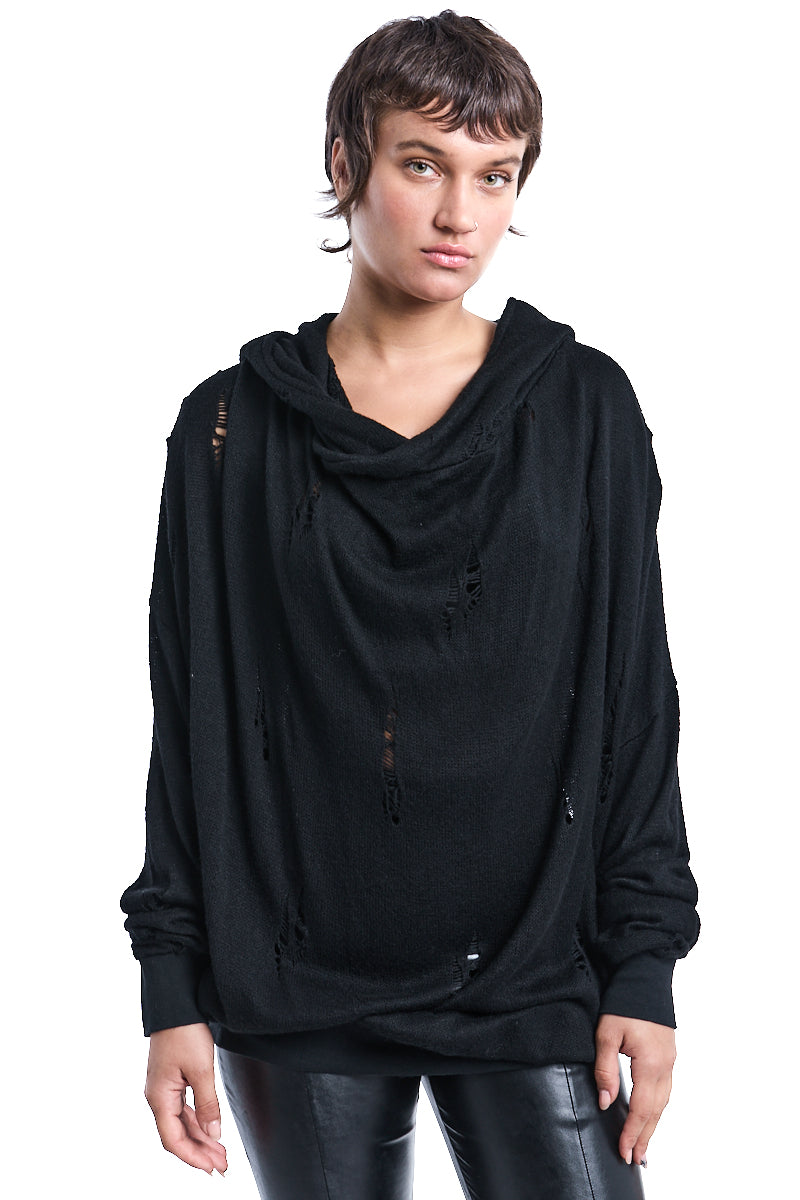 RIPPED HOODED SWEATER