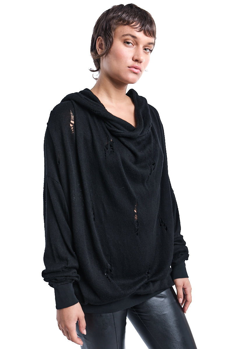 RIPPED HOODED SWEATER