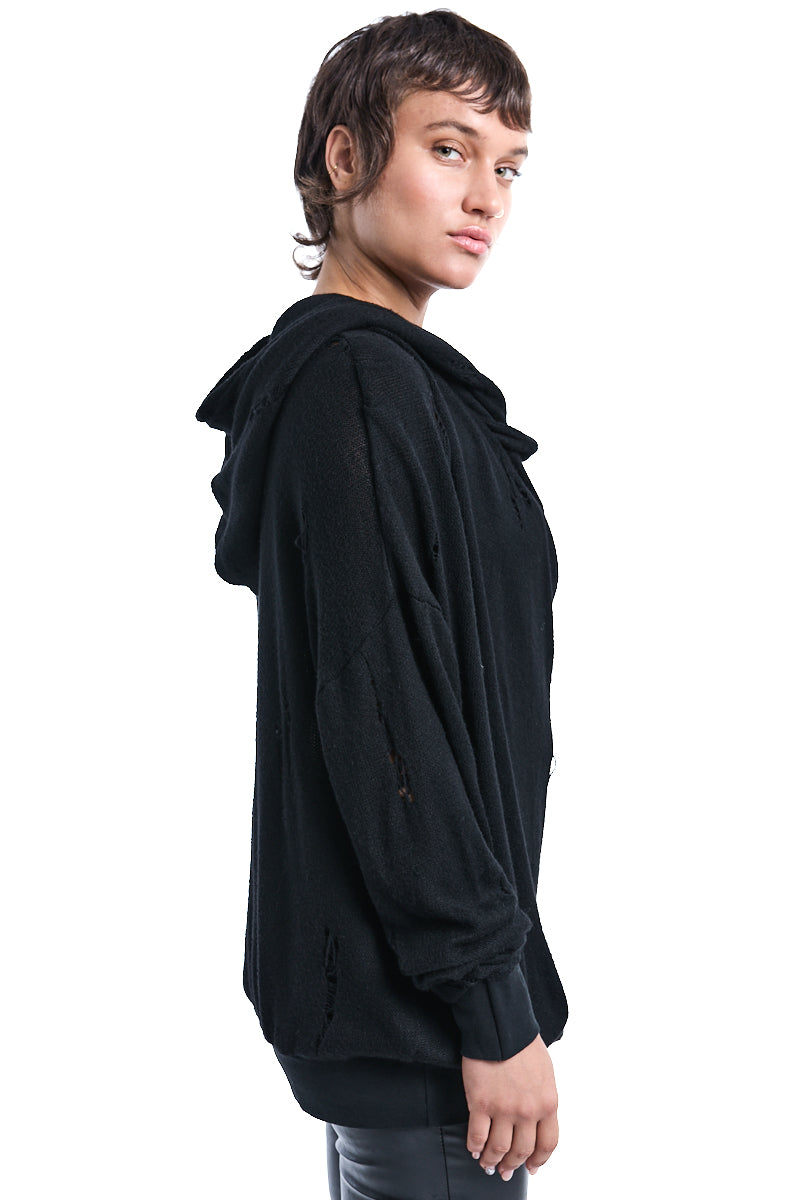 RIPPED HOODED SWEATER