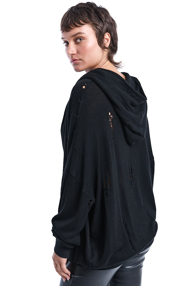 RIPPED HOODED SWEATER