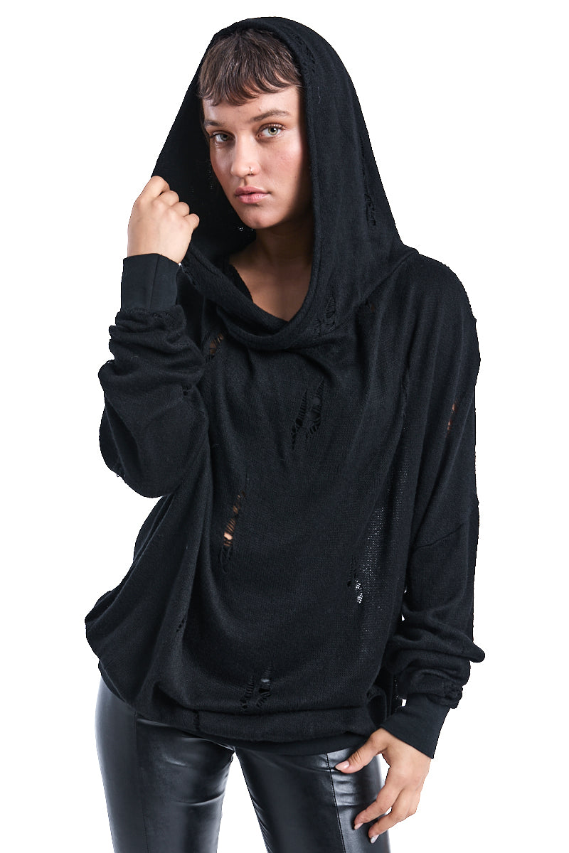 RIPPED HOODED SWEATER