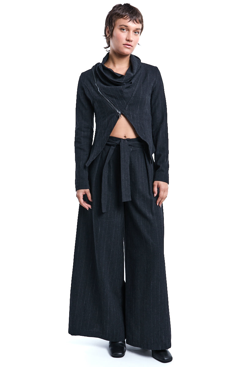 PINSTRIPE ASYMMETRIC JACKET