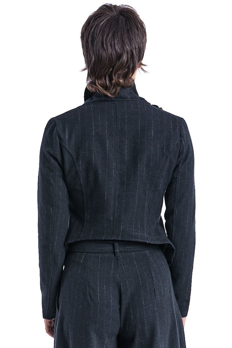 PINSTRIPE ASYMMETRIC JACKET