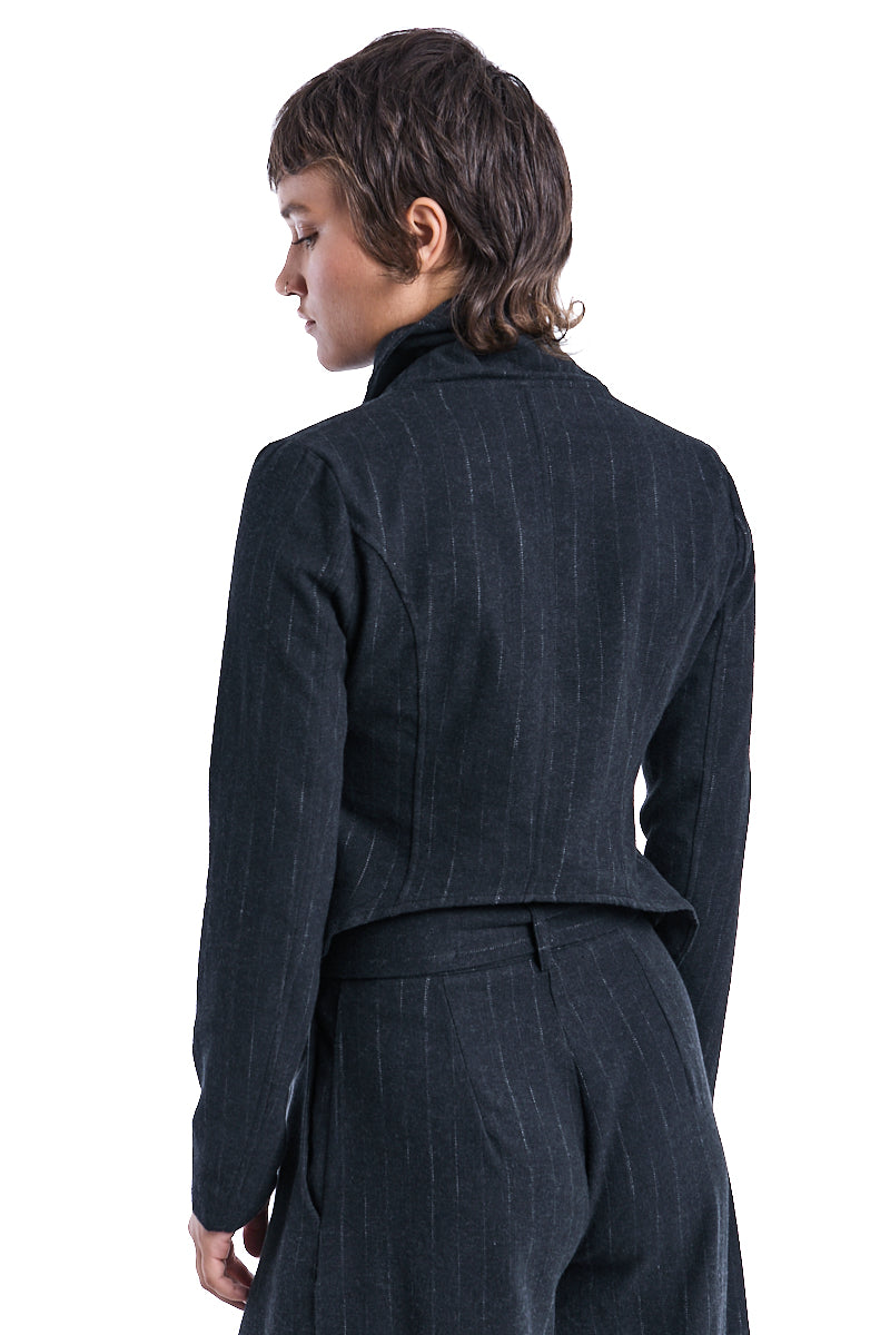 PINSTRIPE ASYMMETRIC JACKET