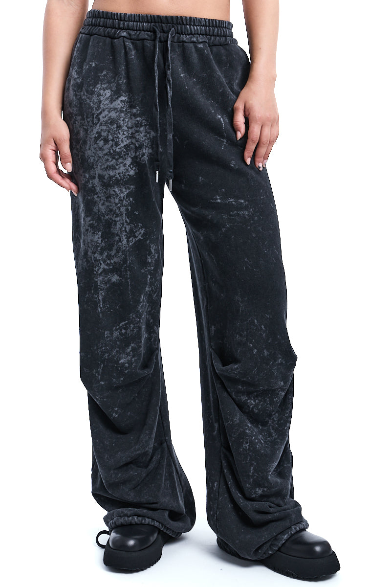 DYED MARBLED WIDE-LEG TROUSERS