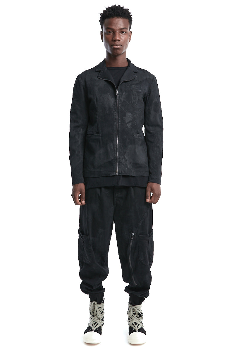 COATED STRETCH ZIPPED JACKET