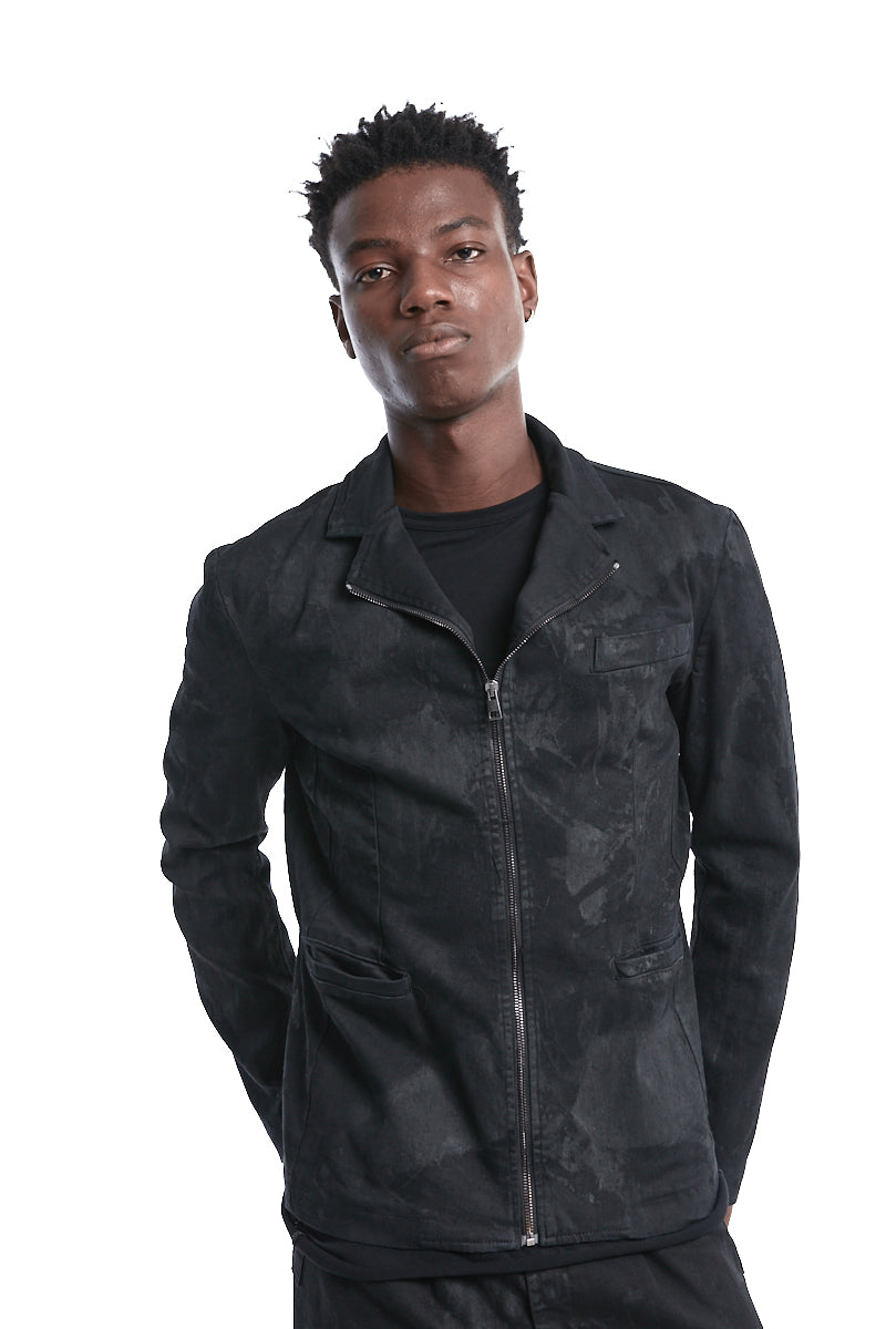 COATED STRETCH ZIPPED JACKET