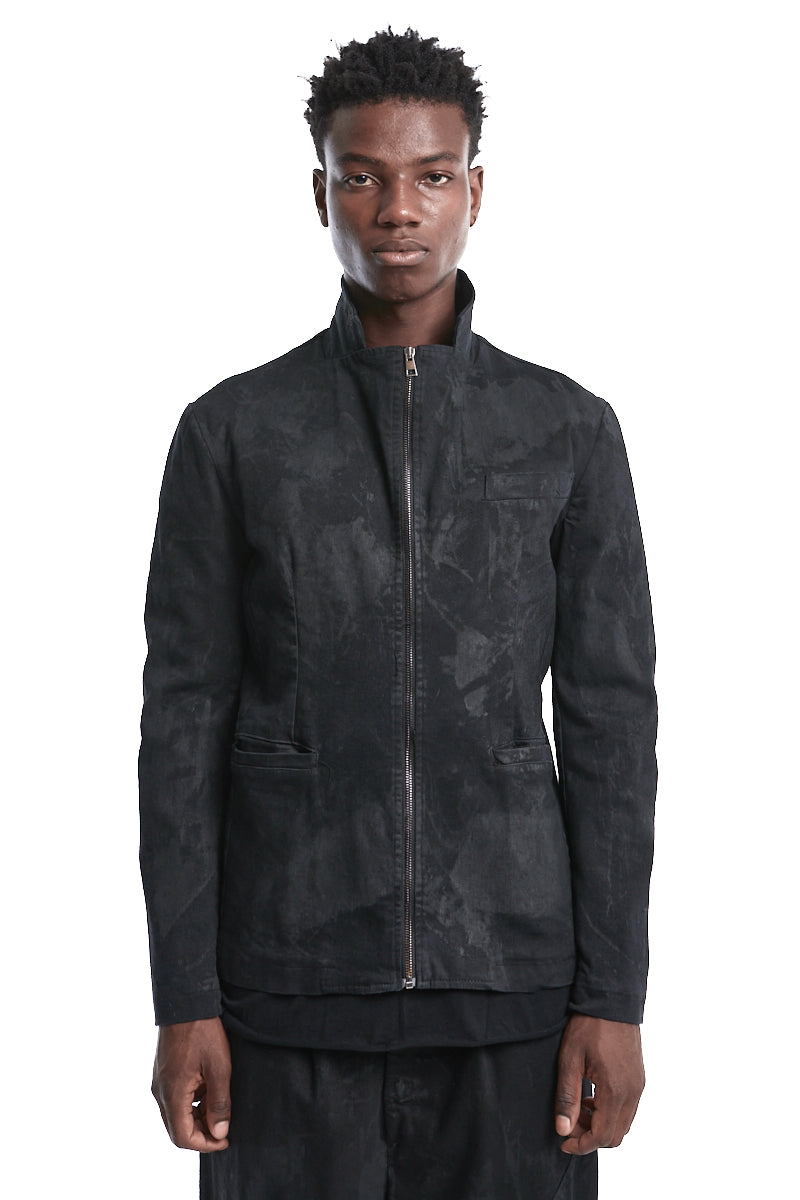COATED STRETCH ZIPPED JACKET