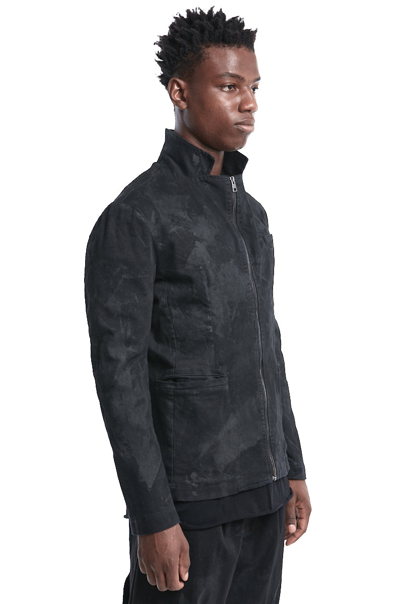 COATED STRETCH ZIPPED JACKET