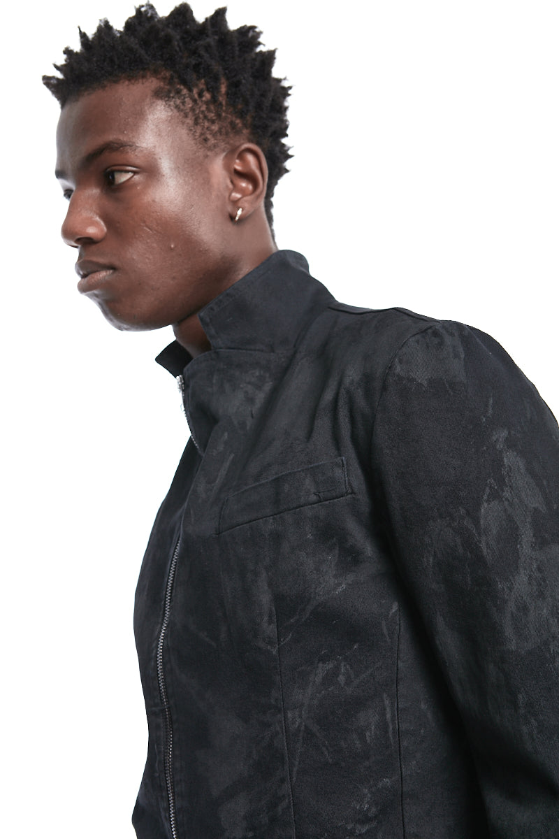 COATED STRETCH ZIPPED JACKET