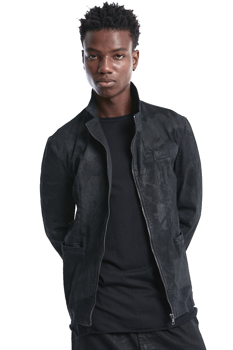 COATED STRETCH ZIPPED JACKET