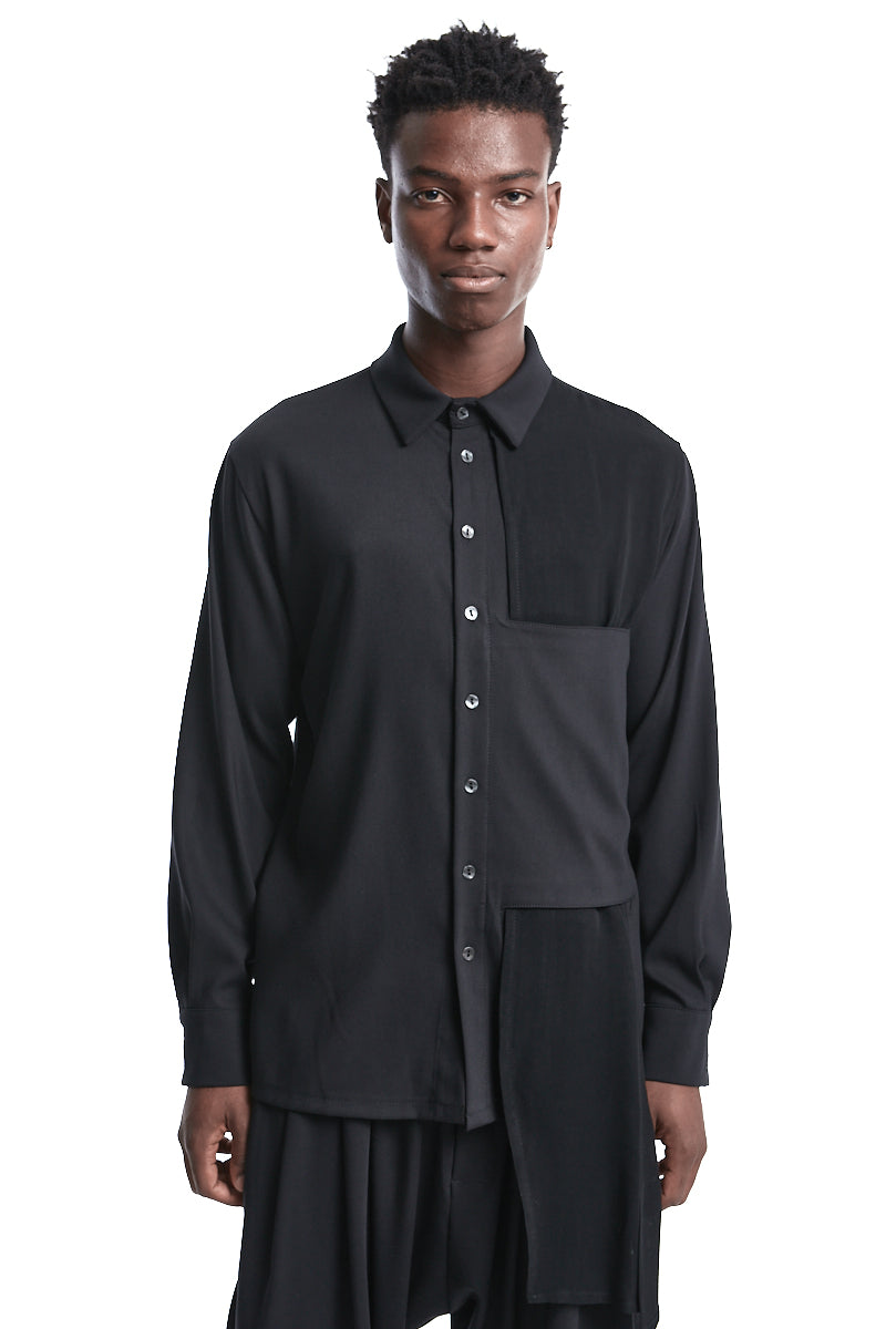 GAUZE-PANEL VISCOSE SHIRT